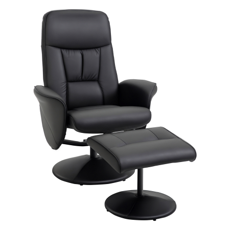 Scaune bucatarie & living -  Fotoliu relaxant cu suport pentru picioare fotoliu de relaxare relaxant pivotant 360° si spatar inclinabil pentru TV suportand pana la 120 kg material sintetic metal negru