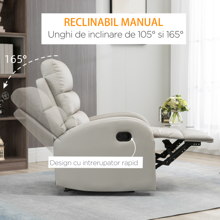  Fotoliu Relaxant din PU cu Suport pentru Picioare - Gri [5]