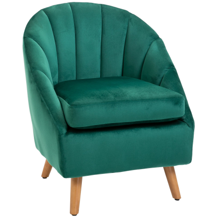  Fotoliu Verde din Catifea - Elegant cu Picioare din Lemn [0]