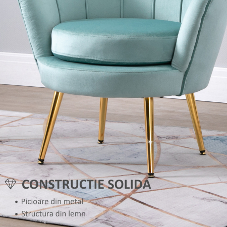  Fotoliu Vintage - Catifea Verde 76×76×74 cm, Design Elegant [5]