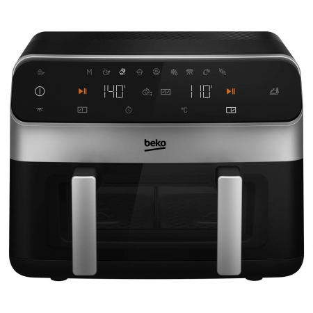 Friteuza Beko ExpertFry FRL6488, dubla cu aer cald, 3in1, 9.5L, 2400 W, Touch Control, 9 programe, Geam transparent, Negru / Inox [0]