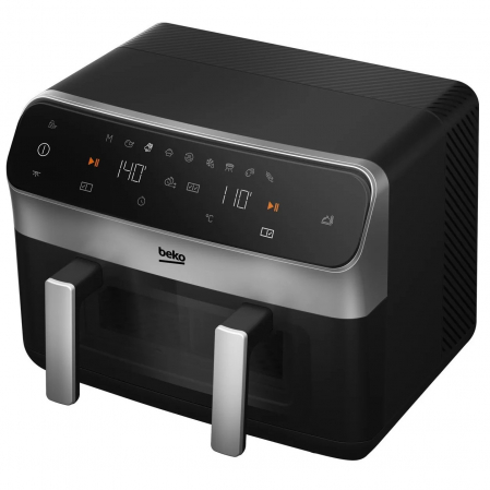 Friteuza Beko ExpertFry FRL6488, dubla cu aer cald, 3in1, 9.5L, 2400 W, Touch Control, 9 programe, Geam transparent, Negru / Inox [2]