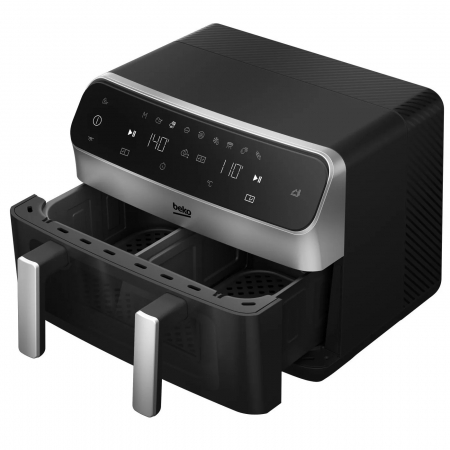 Friteuza Beko ExpertFry FRL6488, dubla cu aer cald, 3in1, 9.5L, 2400 W, Touch Control, 9 programe, Geam transparent, Negru / Inox [3]