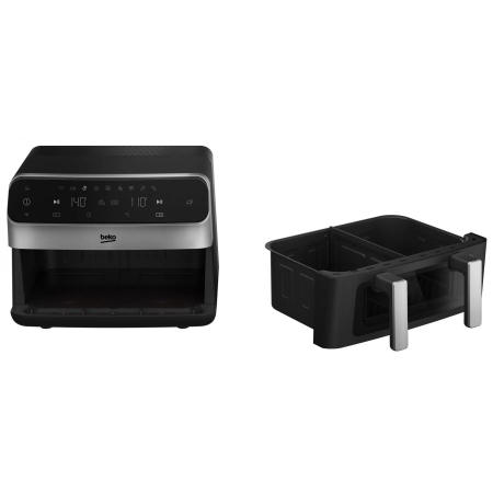 Friteuza Beko ExpertFry FRL6488, dubla cu aer cald, 3in1, 9.5L, 2400 W, Touch Control, 9 programe, Geam transparent, Negru / Inox [5]