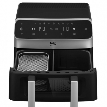 Friteuza Beko ExpertFry FRL6488, dubla cu aer cald, 3in1, 9.5L, 2400 W, Touch Control, 9 programe, Geam transparent, Negru / Inox [1]
