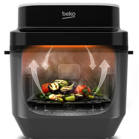 Friteuza cu aer cald BEKO ExpertFry FRL5474B, 7L, 2850W, 3 moduri de gatire, abur si grill, 8 programe automate, cuva antiaderenta, negru-argintiu [0]