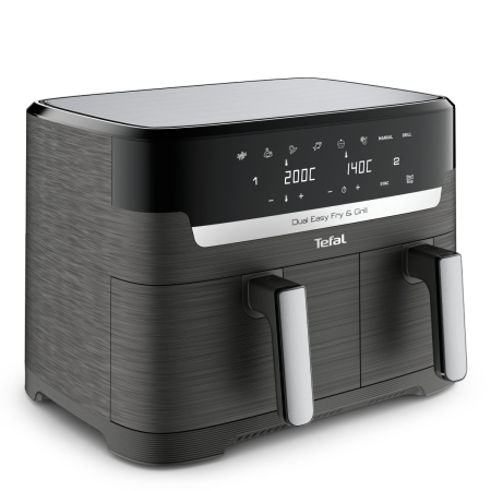 Friteuza cu aer cald dubla Dual Easy Fry&Grill Tefal EY905B10, 2700 W, capacitate 8.3 L - Air fryer cu 8 programe automate, Tehnologia ExtraCrisp, v [8]