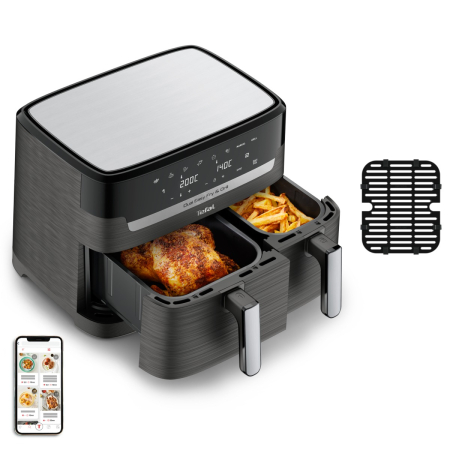 Friteuza cu aer cald dubla Dual Easy Fry&Grill Tefal EY905B10, 2700 W, capacitate 8.3 L - Air fryer cu 8 programe automate, Tehnologia ExtraCrisp, v [9]