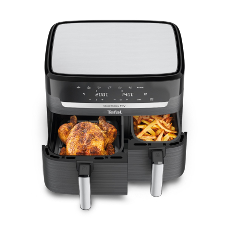 Friteuza cu aer cald dubla Dual Easy Fry&Grill Tefal EY905B10, 2700 W, capacitate 8.3 L - Air fryer cu 8 programe automate, Tehnologia ExtraCrisp, v [10]