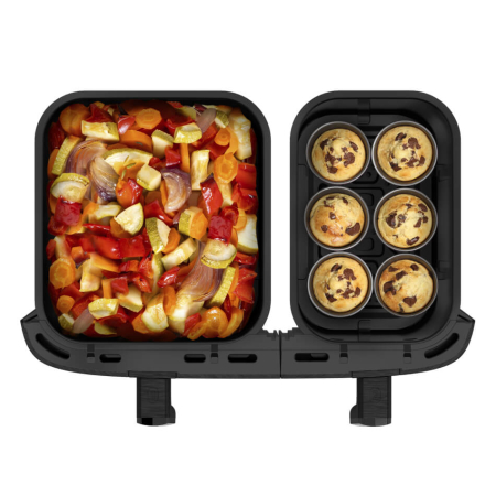 Friteuza cu aer cald dubla Tefal Dual Easy Fry XXL EY9428E0, 2700W, capacitate 11 L - Air fryer cu 7 programe automate, vase detasabile antiaderent [9]