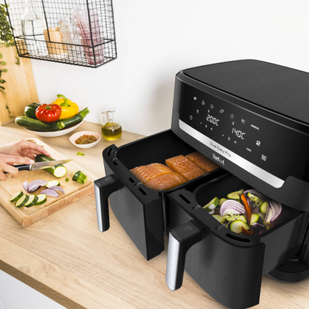 Friteuza cu aer cald dubla Tefal Dual Easy Fry XXL EY9428E0, 2700W, capacitate 11 L - Air fryer cu 7 programe automate, vase detasabile antiaderent [6]