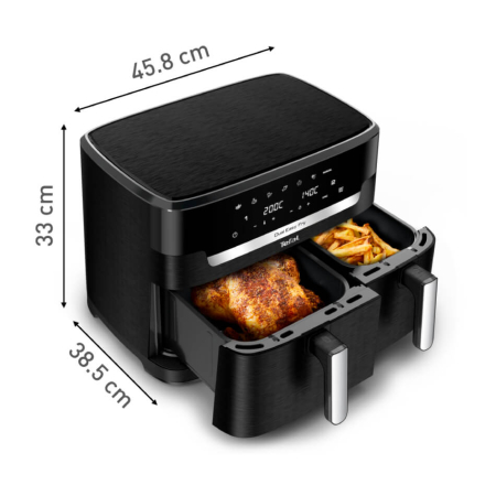 Friteuza cu aer cald dubla Tefal Dual Easy Fry XXL EY9428E0, 2700W, capacitate 11 L - Air fryer cu 7 programe automate, vase detasabile antiaderent [10]