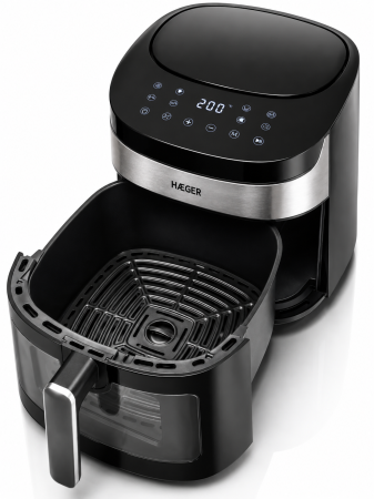 Friteuza cu aer cald HAEGER AIR BANQUET, 1800W, Capacitate 8L, 8 programe, Control digital, Tehnologie aer cald 360 grade, Cuva antiaderenta, Timer, Neagra [3]