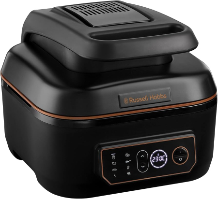 Friteuze - Friteuza cu aer cald Russell Hobbs SatisFry Air & Grill Multi Cooker, 5.5L, 1745W, 7 functii, circulatie 360°, negru