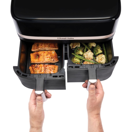 Friteuza cu aer cald Russell Hobbs Satisfry Dual Basket, 9L, 2 cosuri independente, afisaj digital, gatit simultan [6]