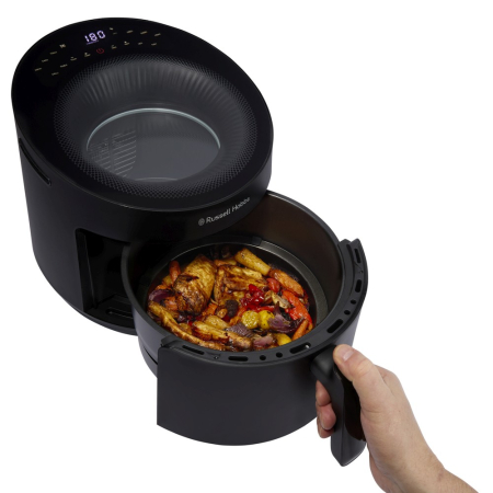 Friteuza cu aer cald Russell Hobbs Satisfry Panoramic, fereastra panoramica, aer cald 360°, afisaj digital, negru [1]