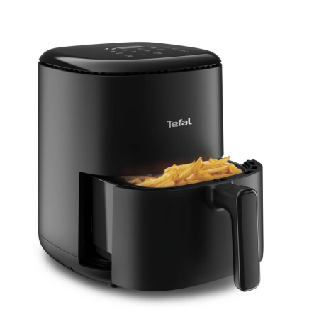 Bucatarie - Friteuza cu aer cald Tefal Easy Fry Compact EY145810, 1300W, capacitate 3L - Air fryer cu 10 programe automate, vas antiaderent detasabil, functie 