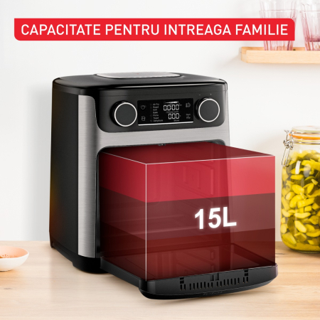 Friteuza cu aer cald Tefal Easy Fry FW556DE0 1800W, 15L - Air fryer cu 9 programe automate, tehnologie Extra-Crisp, temperatura ajustabila, ecran L [4]
