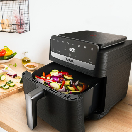 Friteuza cu aer cald Tefal Easy Fry Mega Compact EY8618E0, 2020 W, capacitate 7.5 L, - Ai fryer cu 8 programe automate, temperatura ajustabila, displa [3]