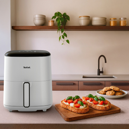 Friteuza cu aer cald Tefal Easy Fry POP EY245GE0, 1500 W, 5 L, - Air fryer cu 10 programe automate, temperatura ajustabila, invelis antiaderent, ecran LCD, oprire automata, alb Friteuza cu aer cald Te [1]