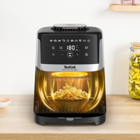 Friteuza cu aer cald Tefal Easy Fry Silence EY552DE0, 1670W, 5L - Air fryer cu 10 programe automate, ecran LCD, silentioasa, cu maner detasabil,  [8]