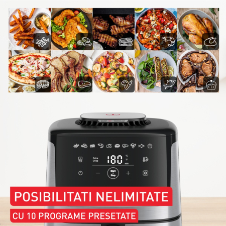 Friteuza cu aer cald Tefal Easy Fry Silence EY552DE0, 1670W, 5L - Air fryer cu 10 programe automate, ecran LCD, silentioasa, cu maner detasabil,  [5]