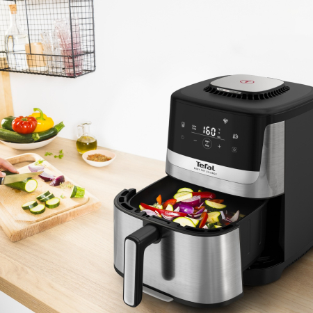 Friteuza cu aer cald Tefal Easy Fry Silence EY552DE0, 1670W, 5L - Air fryer cu 10 programe automate, ecran LCD, silentioasa, cu maner detasabil,  [10]