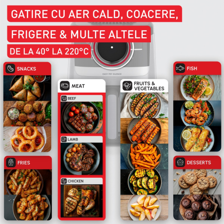 Friteuza cu aer cald Tefal Easy Fry Silence EY5728E1, 1670W, 5L, 11 programe, gatire silentioasa, functie Smart Assist, display LCD, temperatura [2]