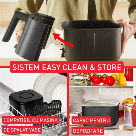 Friteuza cu aer cald Tefal Easy Fry Silence EY5728E1, 1670W, 5L, 11 programe, gatire silentioasa, functie Smart Assist, display LCD, temperatura [4]