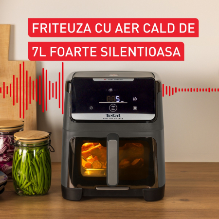Friteuza cu aer cald Tefal Easy Fry Silence EY846HE0, 1800W, 7L - Air fryer cu 10 programe automate, ecran LCD, silentioasa, tehnologie Extra Crisp [3]