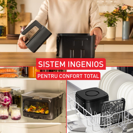 Friteuza cu aer cald Tefal Easy Fry Silence EY846HE0, 1800W, 7L - Air fryer cu 10 programe automate, ecran LCD, silentioasa, tehnologie Extra Crisp [2]