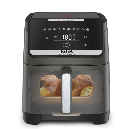 Friteuza cu aer cald Tefal Easy Fry Silence EY846HE0, 1800W, 7L - Air fryer cu 10 programe automate, ecran LCD, silentioasa, tehnologie Extra Crisp [1]