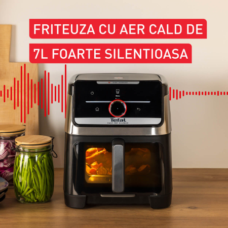 Friteuza cu aer cald Tefal Easy Fry Silence EY876DE0, 1800W, capacitate 7 L, 12 programe, oprire automata, temperatura ajustabila, ecran LCD, tehn [4]