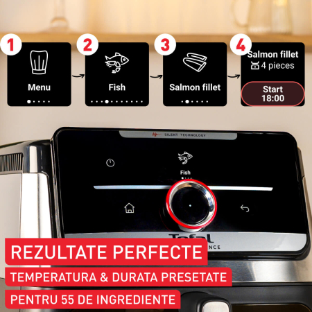 Friteuza cu aer cald Tefal Easy Fry Silence EY876DE0, 1800W, capacitate 7 L, 12 programe, oprire automata, temperatura ajustabila, ecran LCD, tehn [7]