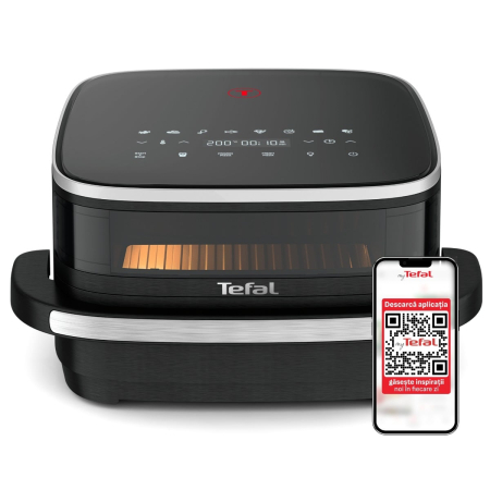 Electrocasnice - Friteuza cu aer cald Tefal Easy Fry XL Surface FW4018E0, 2200 W, 4 L - Air fryer cu 8 programe automate, tehnologie Extra-Crisp, temperatura ajustabil