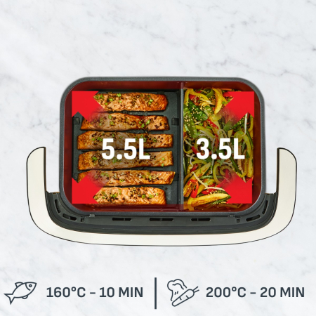 Friteuza cu aer cald Tefal Ever Fry Dual Flex EY9288E0, 2700 W, 9 L, - Air fryer cu 7 programe automate, tehnologie avansata Infra-Heat™, 11 functii [1]