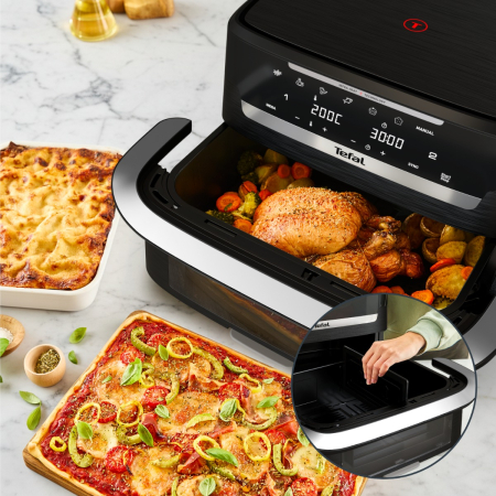 Friteuza cu aer cald Tefal Ever Fry Dual Flex EY9288E0, 2700 W, 9 L, - Air fryer cu 7 programe automate, tehnologie avansata Infra-Heat™, 11 functii [2]