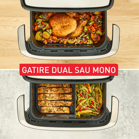 Friteuza dubla cu aer cald Tefal Dual Easy Fry Flex EY9228E0, 2700W, 9L, 7 programe, cuva dubla, accesoriu FlexCook, oprire automata, display LCD, [3]
