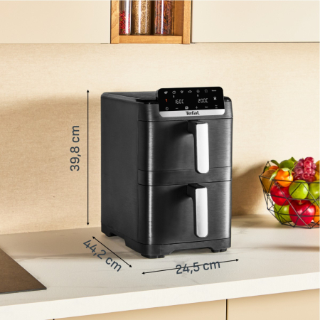 Friteuza dubla cu aer cald Tefal Easy Fry Crispy Stack EY7528E0, 2700 W, 10 L - Air fryer cu 7 programe automate, 2 compartimente, temperatura ajustab [6]