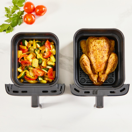 Friteuza dubla cu aer cald Tefal Easy Fry Crispy Stack EY7528E0, 2700 W, 10 L - Air fryer cu 7 programe automate, 2 compartimente, temperatura ajustab [2]