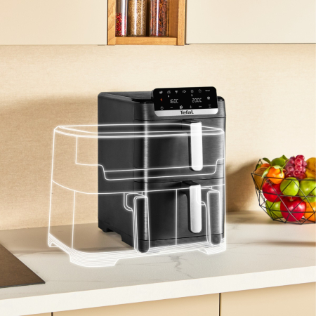 Friteuza dubla cu aer cald Tefal Easy Fry Crispy Stack EY7528E0, 2700 W, 10 L - Air fryer cu 7 programe automate, 2 compartimente, temperatura ajustab [5]