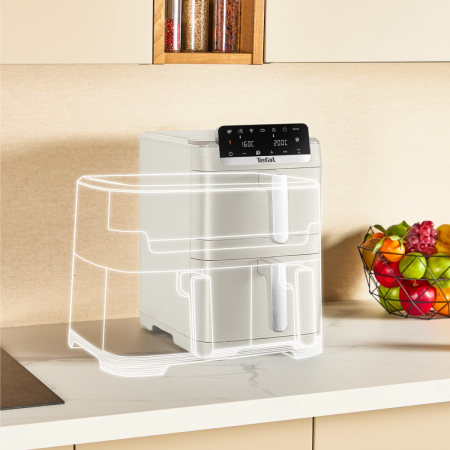 Friteuza dubla cu aer cald Tefal Easy Fry Crispy Stack EY752AE0, 2700 W, 10 L - Air fryer cu 7 programe automate, 2 compartimente, temperatura ajustab [3]