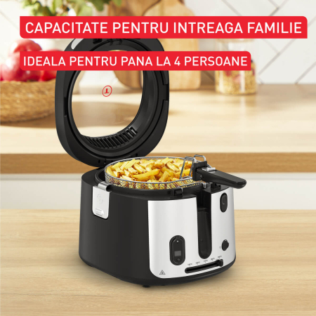 Friteuza Tefal Filtra Vision+ FF2588E0, 1900W, capacitate ulei 2.1L, capacitate alimente 1.2 KG, invelis antiaderent, filtru metalic, fereastra pe [5]