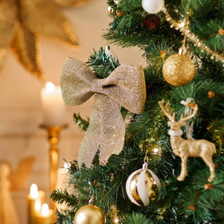 Fundita decorativa cu paiete pentru bradul de Craciun, 19x24 cm, auriu [1]