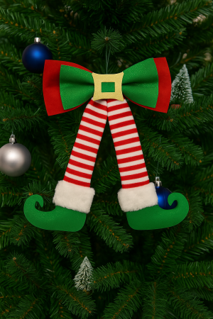 Fundita decorativa elfi pentru bradul de Craciun, 24x32 cm, verde si rosu [2]