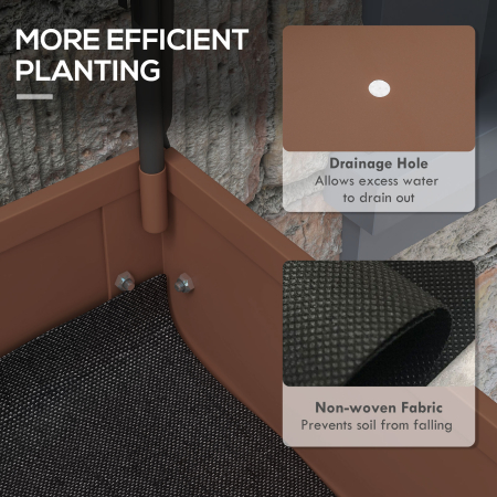  Furca de gradina inaltata cu mini sera pentru plante, roti si raft, 80x40x120cm, maro [6]