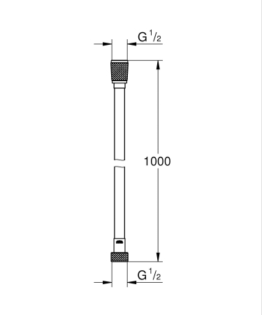 Furtun dus Grohe 26334001, 1 m, 12 bar, 1/2 tip conexiune para dus, 1/2 tip conexiune baterie, furtun antirasucire, Crom [1]