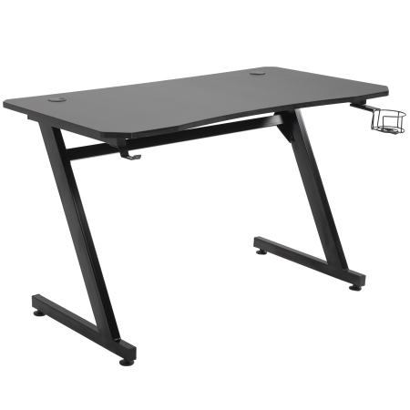 Dormitor & birou -  Gaming Desk, Masa Gaming cu Management Cabluri, Suport Pahare si Carlig pentru Casti, Negru, 120×65×74,5 cm