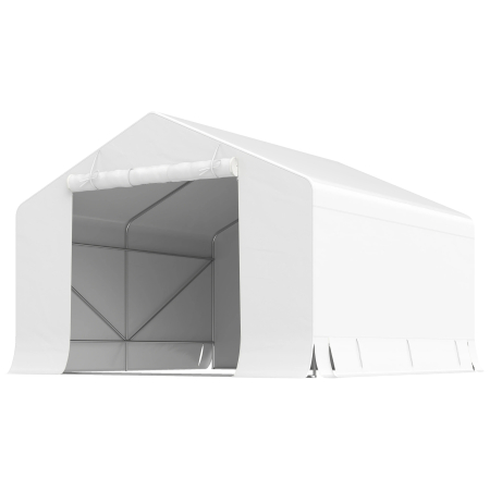 Gradina & balcon -  Garaj Moto Exterior 3x3 m Impermeabil cu Usa si Ventilatie Rulabila, Cort-Garaj pentru Biciclete si Unelte PE si Metal, Anti-UV, Alb