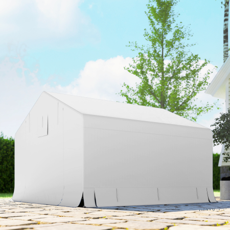  Garaj Moto Exterior 3x3 m Impermeabil cu Usa si Ventilatie Rulabila, Cort-Garaj pentru Biciclete si Unelte PE si Metal, Anti-UV, Alb [8]